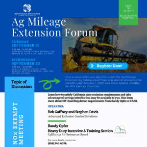 Ag Mileage Extension Forum